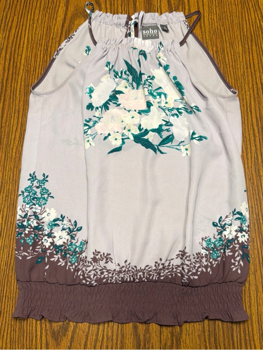 Soho Lavender Halter Top with Teal & Brown Accents